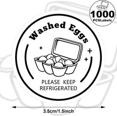 1000 Pcs Farm Fresh Eggs Washed Carton Labels 1.5 Inch Round inch
