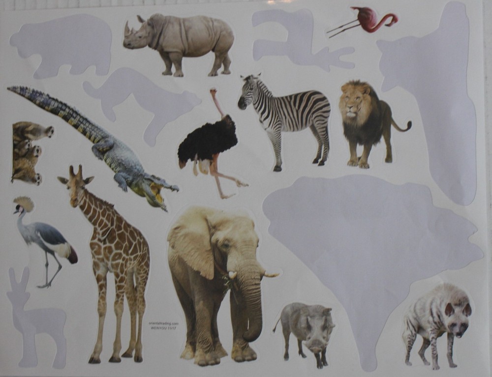 New Scrapbooking Stickers ZOO SAFARI meercat lion flamingo rhino ostrich hyena