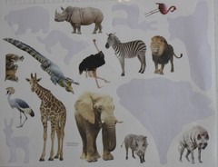 New Scrapbooking Stickers ZOO SAFARI meercat lion flamingo rhino ostrich hyena