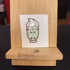 Green Pusheen Cat Ice Cream Sundae Sticker 2 Inches H x 1 Inch W