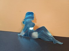Vintage Stickers MUD FLAP GIRL Glossy Foil Vending Sticker VTG PVI Blue 01