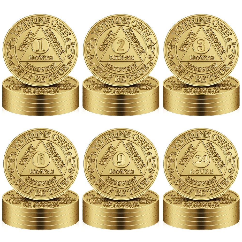 36 Pcs Recovery AA Chips and Medallions Bulk Sobriety Chip AA Tokens Medallio…