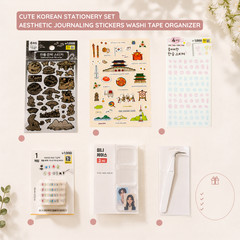 Korean Stationery Set Kawaii Stickers Washi Tape Planner Scrapbook Journal Kit