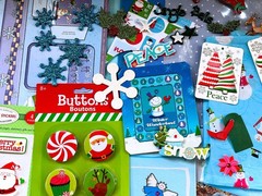 LOT 320 PCS CHRISTMAS WINTER HOLIDAY SCRAPBOOK PAPERS STICKERS EMBELLISHMENTS