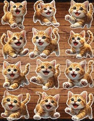 Orange Happy Cat Cut Vinyl Stickers Set Scrapbooking Laptop WaterBottle