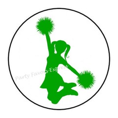 CHEERLEADER ENVELOPE SEALS LABELS STICKERS FAVORS -available in different colors