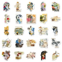 50/100PCS Cartoon Newspaper Collage Creative Stickers Retro Art Broken Fragments