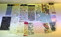 Mixed Lot of Scrapbooking Stickers, Open Packages, Partially Used, Many Brands