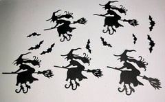 🕷️5 WITCH & BATS 🕷️ cardstock paper die cut embellishments HALLOWEEN