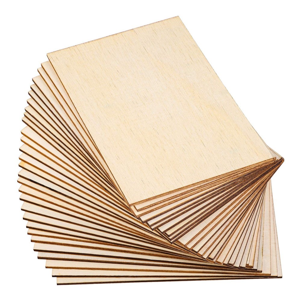 Ruisita 60 Pieces 6 x 4 Inch Rectangle Unfinished Wood Pieces Blank Sharp Cor…