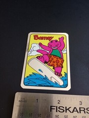 Vintage Stickers Barney Dinosaur Foil Mylar Vending Machine Sticker Reflective
