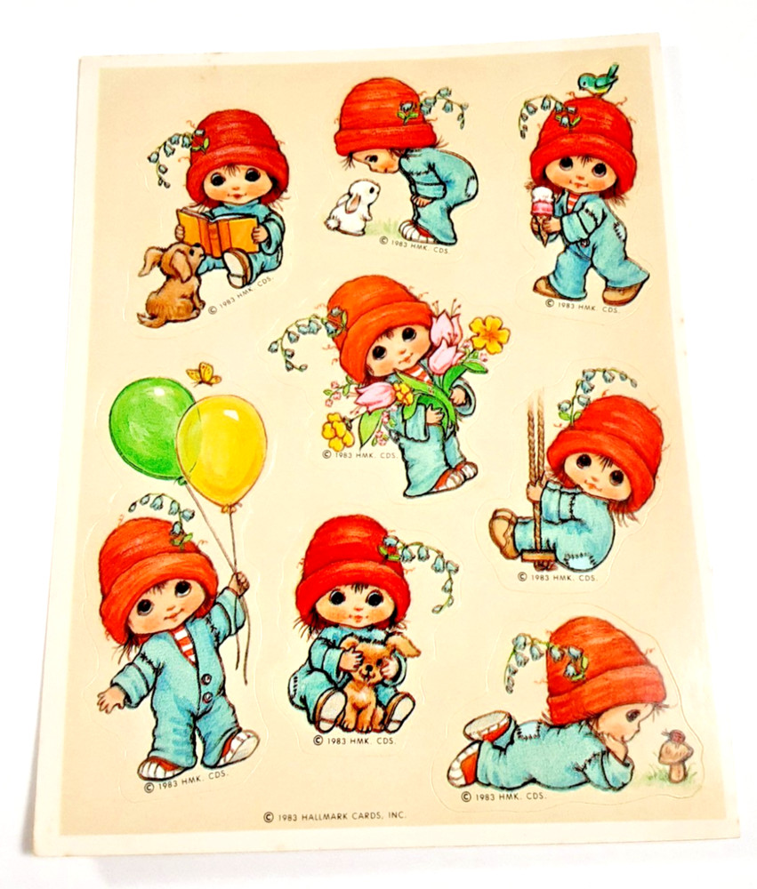 vintage 80’s Hallmark Muffin cute little girl sticker sheet