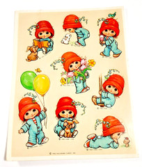 vintage 80’s Hallmark Muffin cute little girl sticker sheet