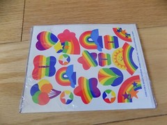 Vintage 1988 Current Bright Rainbow Stars Butterflies Hearts Sticker Sheet NOS