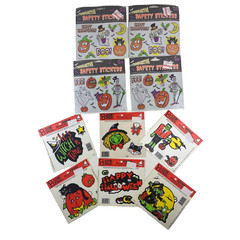 10 Halloween Themed Reflective Stickers Clings Pumpkins Skeleton VIntage 1992
