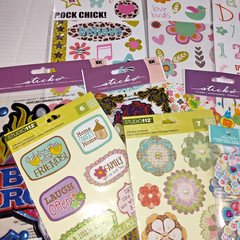 Assorted Brands Scrapbook Sticker Flowers, Art, School, Party, etc – Lot of 13