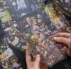 3 Sheet Pack- “The Garden” Romantic Magic Stickers- Uncut-Scrapbooking, Journal