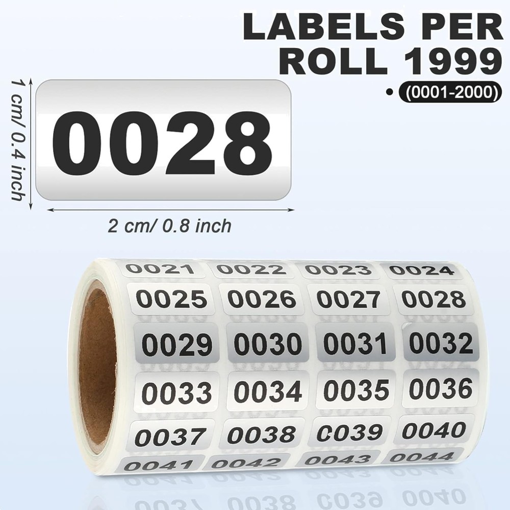 Durable Waterproof Number Stickers – Self-Adhesive 2000 Pack for Indoor/Outdoor