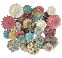 NEW Darice Button Daisy Floral Flowers Embellishment: Printed Mix Paterns 36 pcs