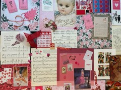 Junk Journal 80+ pieces Red Pink Love Curated Lot Unique Book Pages & more