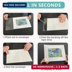 Acid-Free Picture Sleeves, 100 Pack Crystal Clear Storage Bags for 12×18 Art Pri
