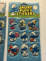Vintage 80s Smurf & Smurfette Puffy Stickers Peyo Assortment #2 & #8 NOS