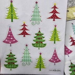 Paper Studio Stickers STICKABILITIES Christmas Retro Trees Lot Of 12 Pks 22 Pc
