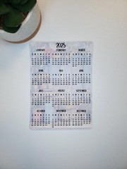Year At A Glance Calendar Stickers Rustic and Flowers Design