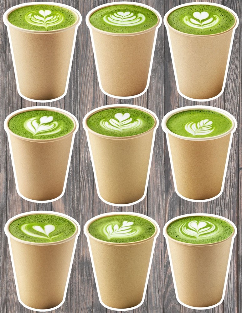 Matcha Latte Vinyl Die Cut Stickers Set Scrapbooking Laptop Water Bottle