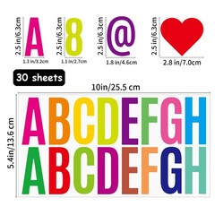 Bemeol 500 Pieces 30 Sheets Large Letter Stickers 2.5 Inch Inch, Colorful