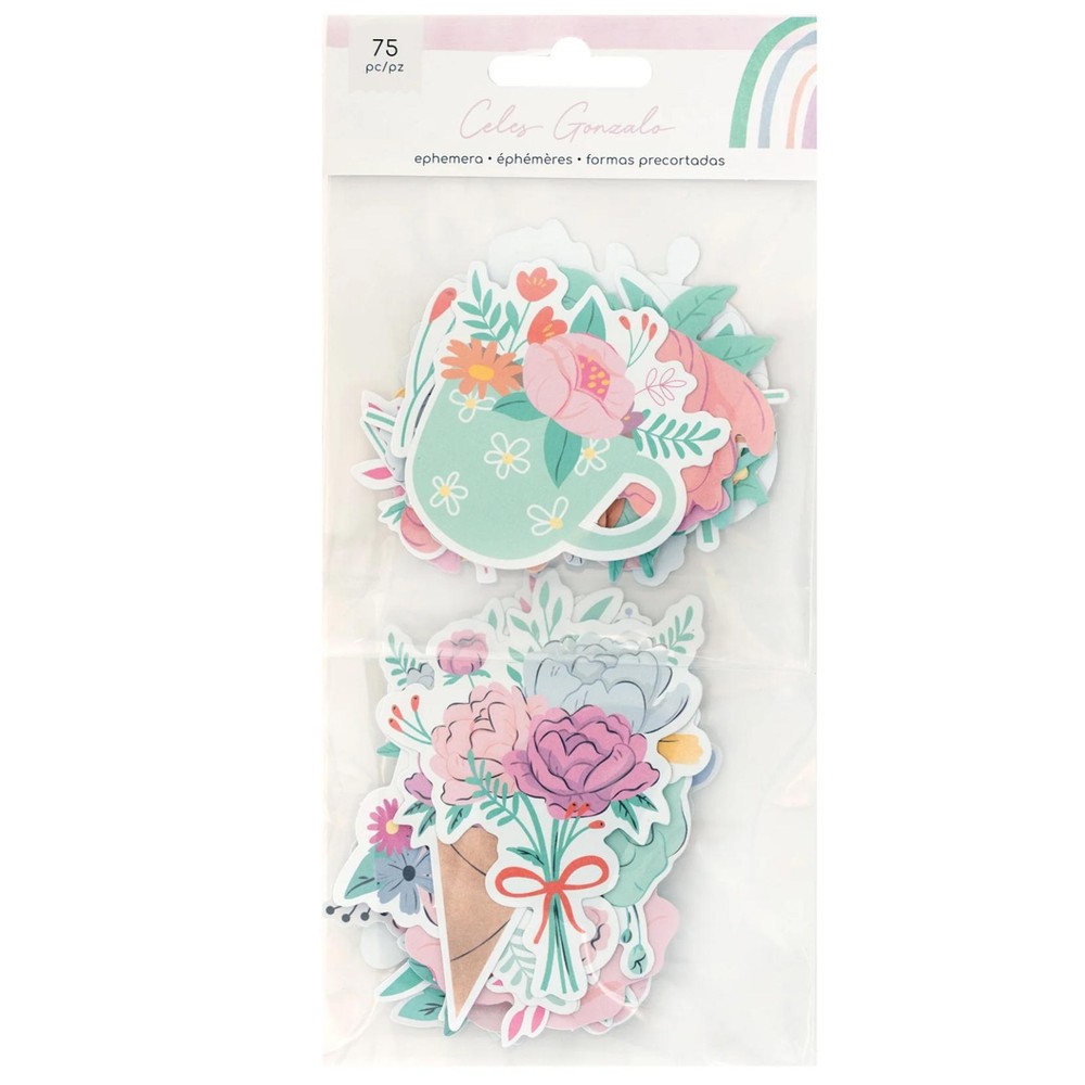 American Crafts RAINBOW AVENUE FLORALS (75pc) EPHEMERA DIE CUTS scrapbooking