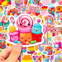 50PCS Cartoon Candy Stickers for Teens Kawaii Dessert Stickers for Water Bottles