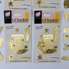 66 Pc Gold Metal Christmas Embossed Embellishments Charms Tree Stocking Ornament