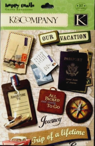 Vacation Trip Journey World Travel Passport Packed Memories K & Co Stickers