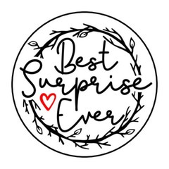 30 BEST SURPRISE EVER ENVELOPE SEALS LABELS STICKERS 1.5″ ROUND HEART PARTY