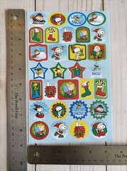 Peanuts Winter + Christmas Snow Stocking Sled Stickers Snoopy Woodstock New