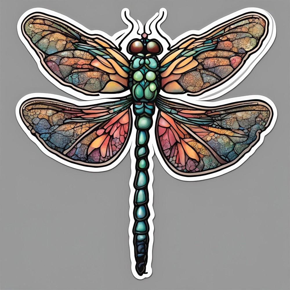 Colourful Dragonfly sticker 3×3″ ~