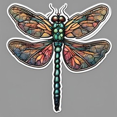 Colourful Dragonfly sticker 3×3″ ~