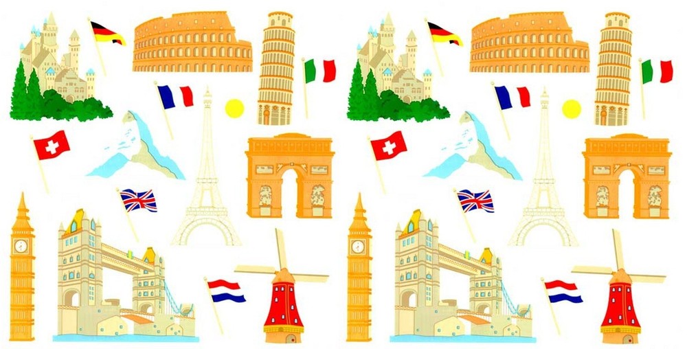 Mrs Grossman’s EUROPEAN Landmarks Big Ben Eiffel Tower Scrapbook Stickers 2 Sh