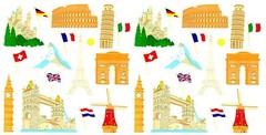 Mrs Grossman’s EUROPEAN Landmarks Big Ben Eiffel Tower Scrapbook Stickers 2 Sh