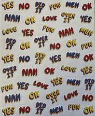SHORT PHRASE Stickers(50pc) Words•No•Nah•Meh•Over It•Yes •Love•Ok•Fun•Did It•