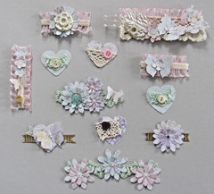 Handmade Shabby Chic Embellishments 12 Paper Lace Ribbon Buttons 12 Junk Journal