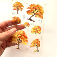 Autumn Background Stickers Trees Scrapbooking Junk Journaling Cards