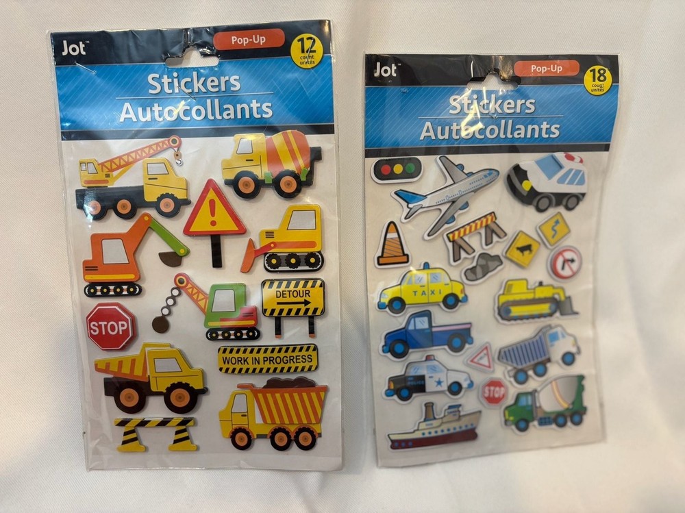 Jot Pop-Up Construction and Transportation Stickers 2-Pack