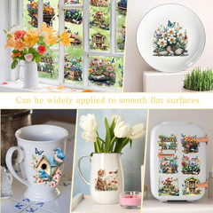 36 Pcs Spring Floral Rub on Transfers for Crafts, Floral Garden Watercolor Rub-O