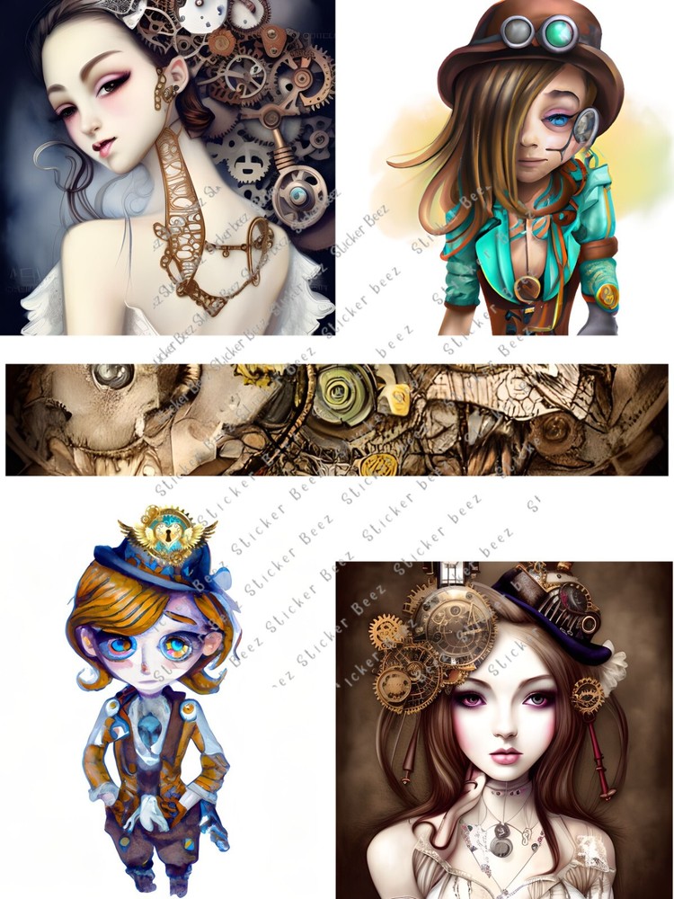Steampunk Women Collage Sheet Supplies For Scrapbook Junk Journal Card Making