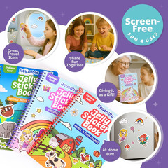 Unicorn Sticker Book – 50 Reusable Stickers, Travel Activities for Ages 3-5