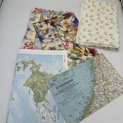 Vintage Ephemera Junk Journal Kit Craft -Supplies Fabric Buttons Cards Paper Mix