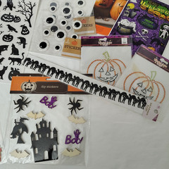 Lot Of 20+ Halloween Pumpkins Fall Stickers Scrapbook Dimensional Glitter