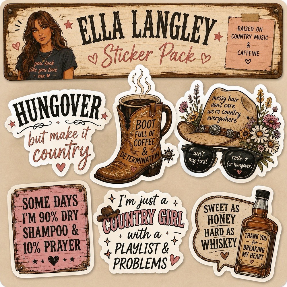 Ella Langley Hungover Sticker Pack/Country Music/